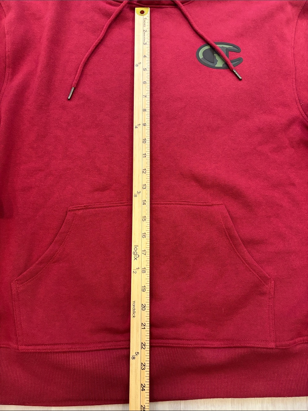 Champion Maroon Pullover Hoodie with Camo Logo Accents Large - Picture 5 of 8